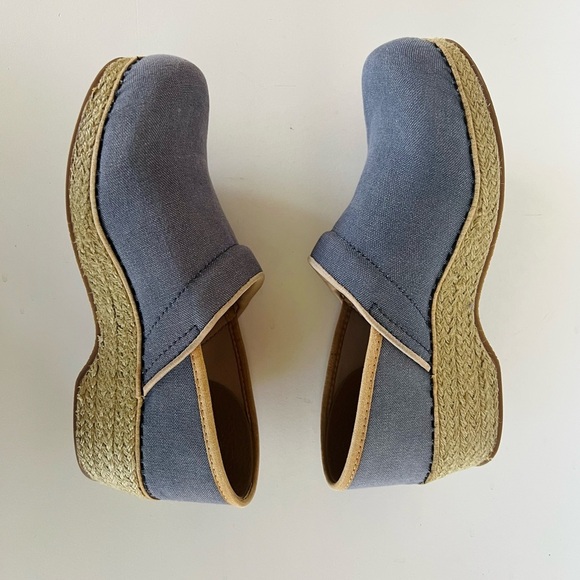 Dansko Vegan Canvas Paisley Embroidered Espadrille Mule Clogs, Blue Denim, 39 - Picture 6 of 10